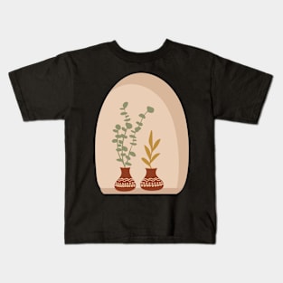 Potteries And Leaves On The Window Kids T-Shirt